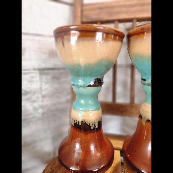 Ceramic Drip Glaze Candle Holder, Vintage Drip Glaze Ceramic Candle Holder - Picture 2 of 5